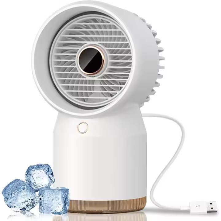 Ventilador de mesa con refrigeración por agua, ventilador USB, silencioso, pequeño con luz nocturna, 4 velocidades, 18 horas, ventilador portátil, silencioso, para mesa, hogar, oficina, dormitorio - 1