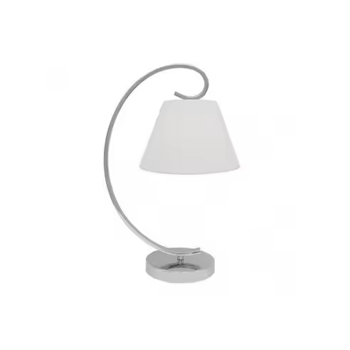 FABRILAMP Lámpara de Mesa Sobremesa Bogota 1xe27 Cromo Pantalla Blanca 42x20x26 Cm - Diseño Moderno - 1