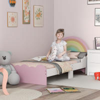 ZONEKIZ Cama para Niños de 3-6 Años 143x74x66 cm Cama Infantil de Madera en Forma de Arcoíris Mueble de Dormitorio Moderno Carga 80 kg Rosa - details 1