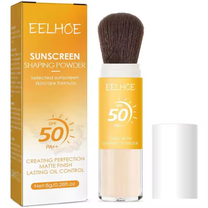 Polvo fijador de protección solar mineral, polvo fijador de protección solar natural, acabado mate, control de grasa, polvo suelto FPS 50, polvo protector solar ligero translúcido - 1