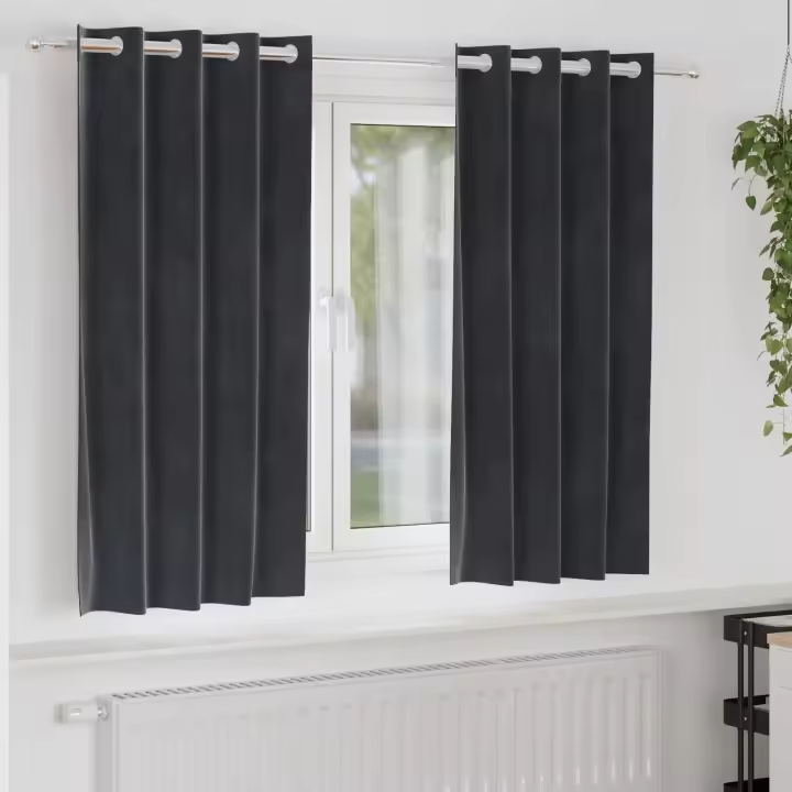 Cortinas Blackout vidaXL con ojales 2 pcs Gris Oscuro Terciopelo - 1