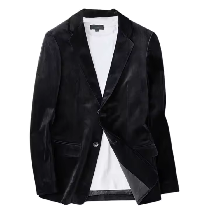 Chaleco De Veludo Para Hombre Casual Dos Botones Notch Lapel Traje De Novia Fiesta Casamiento Estilo Tuxedo Ajustado - 1