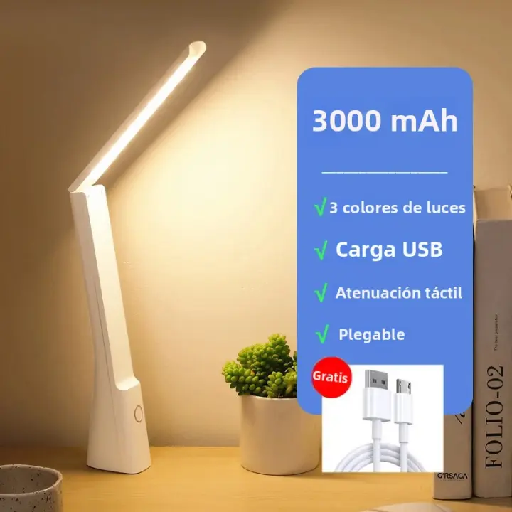 Lámpara De Escritorio LED Portátil Con Tres Colores Protección Para Los Ojos Plegable Con Interruptor Táctil Y Regulación De Brillo Recargable Por USB Para Lectura Y Estudio - 1