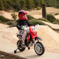 INJUSA - Moto Eléctrica Infantil de Cross Thunder Max VX | Motos a Batería para Niños de 3 a 6 Años | Batería 12V | Acelerador en Puño | Freno Eléctrico | Bandas de Goma EVA en Ruedas | Ruedas Estabilizadoras | Velocidad máx. 6 km/h | Color Rojo y Negro - details 0