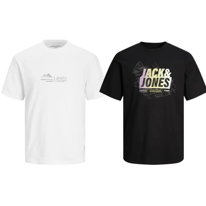Jack & Jones Hombre Pack 2 Camisetas Algodón Serie CORE Logo Estampado Moda Casual Informal Primavera Verano - 1