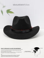 Sombrero De Vaquero Occidental Con Cinturón Curled Accesorios De Piel De Oveja Estilo Nacional Para Rendir Cuentas Y Actuaciones De Jazz - details 1