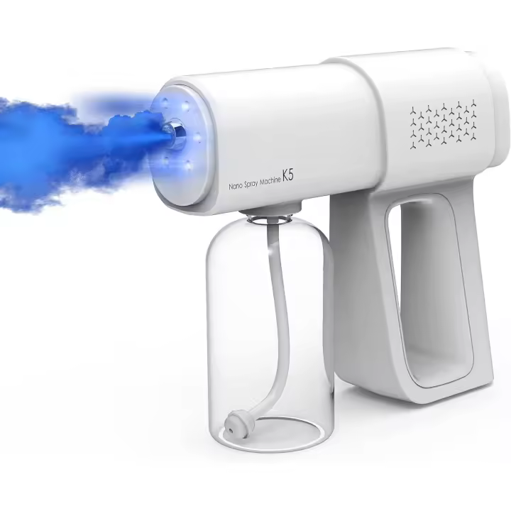 Máquina de nebulización desinfectante profesional, atomizador electrostático ULV y pistola de vapor Nano de mano inalámbrica-PISTOLA DE PULVERIZACIÓN recargable con luz azul - 1