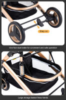 YAZOCO - Cochecito de bebé plegable con marco de aluminio, carrito de lujo 3 en 1, coche alto para recién nacidos con gran espacio cómodo - details 25