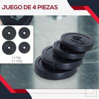 HOMCOM Juego de 4 Discos de Pesas de 5 kg y 10 kg Juego de Placas de Pesas con Orificio de Ø25 mm para Entrenamiento de Fuerza Levantamiento de Pesas Negro - details 3