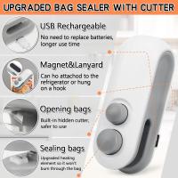Mini sellador de bolsas, sellador térmico portátil recargable 2 en 1, máquina selladora de bolsas de plástico, máquina selladora de bolsas para bolsas de plástico, almacenamiento de alimentos, bocadillos, frutas, galletas frescas - details 0