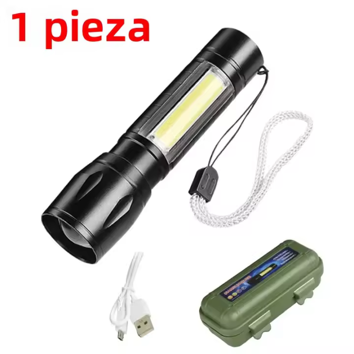 Linterna LED Recargable Portátil Con Zoom Ajustable Para Camping Y Emergencias 3 Modos De Iluminación Impermeable Y Fuente De Luz Duradera - 1