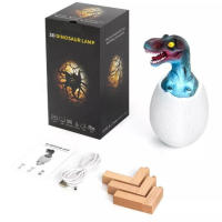 Lampara 3D Dinosario Rex huevo de dinosaurio lampara decorativa infantil 16 colores regalo para niños y niñas - details 0