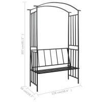 vidaXL Arco de jardín con banco hierro negro 128x50x207 cm - details 6