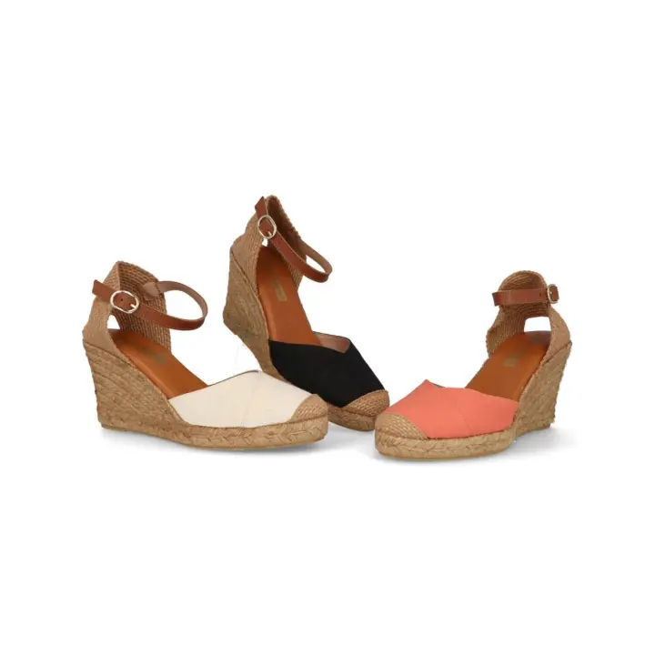 1912 - DIGO DIGO SANDALIAS DE YUTE   COLORES : BEIGE , NEGRO , ROSA  TALLAS : 35 AL 41  CORTE EXTERIOR : PIEL / TEXTIL  FORRO INTERIOR : TEXTIL  PLANTILLA : PIEL / GEL  ALTURA TACÓN / CUÑA : 8 CM.  PISO : SINTÉTICO - 1