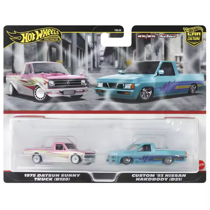 Hot Wheels Premium pack 2 Datsun Sunny Truck (B120) y Custom Nissan Hardbody (D21) HRR78 - 1