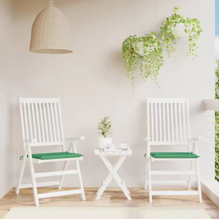 vidaXL Cojín silla jardín respaldo bajo 2 uds tela Oxford verde - 1