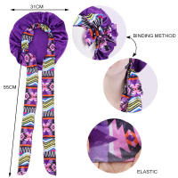2PCS Boho Impresión Diadema De Satén Con Lazo Cierre Elasticidad Para Noche Y Baño Sombrero De Cabello Para Mujer Estilo Bohemio - details 0