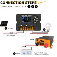 Controlador De Carga Solar PWM POWLSOJX 12V/24V Con Pantalla LCD Color Soporte Multibatería Voltaje Ajustable 10A/20A/30A - details 5