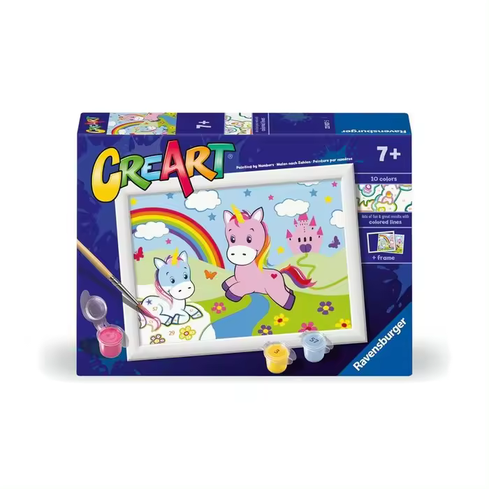 RAVENSBURGER JUEGO PINTAR POR NUMEROS CREART SERIE E UNICORNIOS ARCO IRI CREART NIÑOS 18x3x13 Cms. - 1
