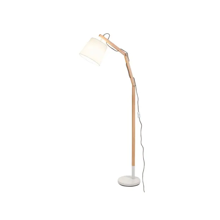 Lámpara de Pie E27 Tela Blanco Estilo Escandinavo Metal/Madera IP20 THOMAS  RABALUX - 1