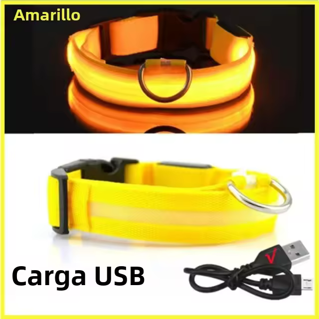 Collar LED Para Perros Ajustable Y Recargable Luminoso Para Noche Anti-Pérdida Correa De Luz Para Pequeños Perros - 1