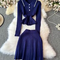 Conjunto De Dos Piezas Para Mujer REALEFT Otoño Invierno Traje De Pista De Correr Polo Collar Suéter Y Falda Skater A-line Nuevo 2024 - details 33