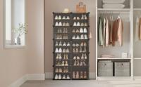 SONGMICS Mueble Zapatero Plástico, 10 Compartimentos, Zapatero Modular, Estantería Modular de Plástico, 30 x 40 x 30 cm Cada Cubo, con Puerta, Marco Acero, Panele Plástico, Blanco/Negro - details 6