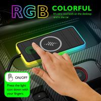 Soporte Movil Coche, Nuevo Coche RGB Colorido Cargador Inalámbrico Antideslizante Estación de Carga InAlámbrico para iPhone16 15 14 13 12, Ajustado para Samsung, Airdrops, Xiaomi, cargador Inalámbrico de 15W para Teléfono Móvil en Coche with Luz Ambiental - details 1