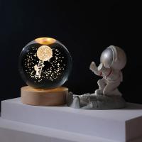 Lámpara De Noche De Cristal 3D Planetario Engravedo Por Láser Sistema Solar Decoración Para Escritorio Regalos De Festival Astronomía - details 3