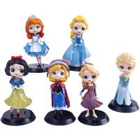 Disney Figuras De Acción De Princesa Kawaii Q 6-8Pcs Snow White Ariel Belle Rapunzel Para Niñas Juguete Modelo De Hielo Y Fuego - details 1