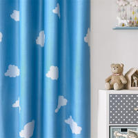 Cortinas Infantiles Azules Con Dibujos Animados Para Dormitorio Cortinas De Nube Para Sala De Estar Y Cuarto De Bebé Semi-Blackout Panel De Ventana - details 2