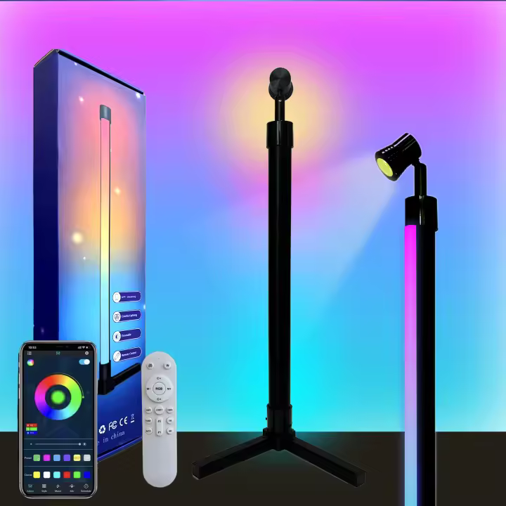 Lámpara De Piso LED RGB Con Lámpara De Punto Y Control Remoto Y APP Sincronización De Música Iluminación De Ambiente Para Sala De Estar - 1