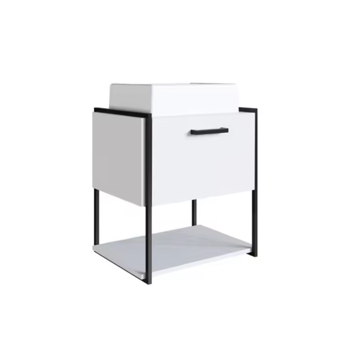 Mueble de baño Nerea lavabo + cajón + estante blanco 54x50x38 cm - 1