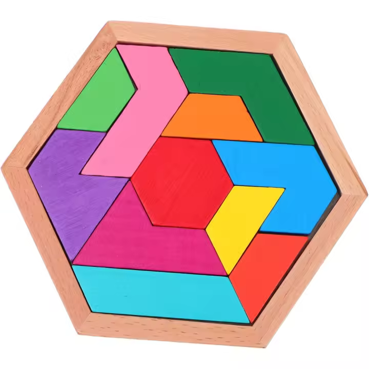 1 juego de bloques de construcción de rompecabezas, rompecabezas de formas de Tangram, rompecabezas de Tangram para adultos, bloques de patrones de Tangram, rompecabezas de Tangram, rompecabezas de madera coloridos - 1
