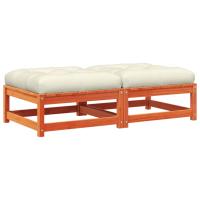 vidaXL Taburetes de jardín con cojines 2 uds madera maciza de pino Natural y negro, Natural y girs, Marrón pino Conjunto Terraza Muebles Jardín Exterior Juego de Muebles de jardín Mueble Jardín Exterior Muebles de Salon Exterior - details 3