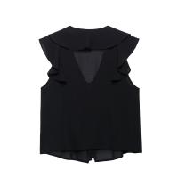 Conjunto De Moda Para Mujer UNIZERA Verano Sin Mangas Cuello En V Skirt Y Pantalones Estilo Nuevo Decoración Pila Blusa Casual A-Line - details 5