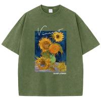 Camiseta De Algodón Van Gogh Con Impresión De Girasol Para Hombre Estampado Gráfico Camiseta Cool De Verano Talla Grande Manga Corta Para Diario - details 11