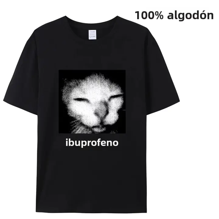 Camiseta Ibuprofen Gato Meme Para Hombres Moda Casual Con Estampado De Gato Divertido Camisetas Gráficas Unisex Ropa De Calle O-Neck - 1