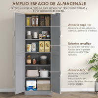 HOMCOM Alacena de Cocina Nórdico Mueble Aparador de Comedor Armario de Almacenaje de Cocina con 4 Puertas y Estantes Ajustables Antivuelco 60x30x170,5 cm Blanco - details 3