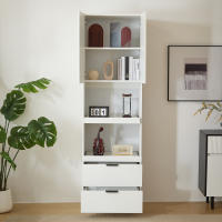 Gabinete de Cocina de 200 cm de Altura, Gabinete de Almacenamiento, Puertas, Cajones, Estante para Microondas, Gabinete Alto con Protección Antiinclinación, Aparador, Gabinete Multifunctional Independiente para Comedor, Sala de estar Blanco - details 0