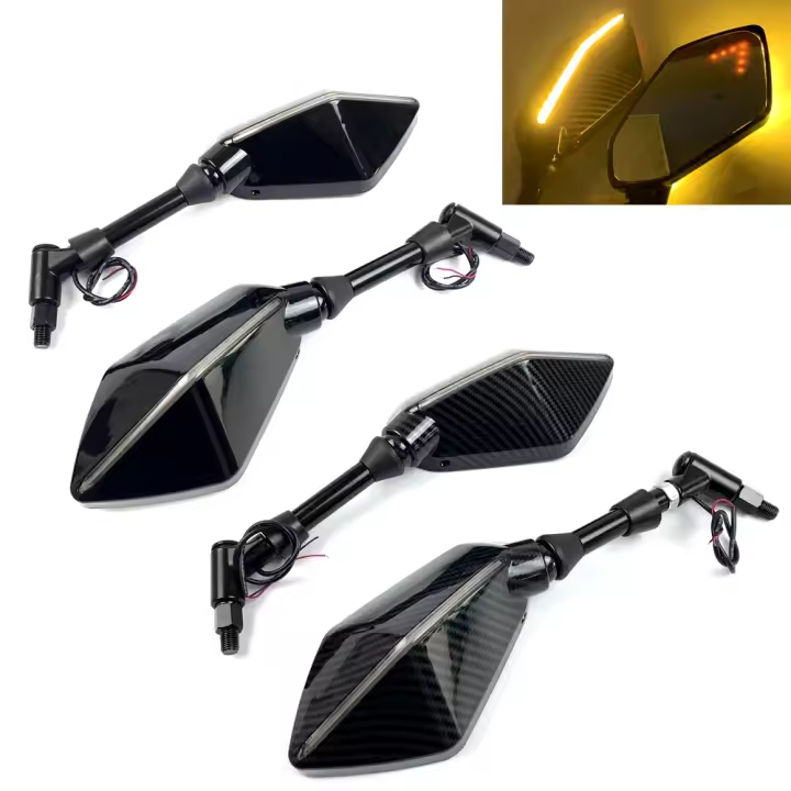 Par De Espejos Retrovisores Para Motocicleta Y Scooter Motocross Espejo Convexo De Fibra De Carbono 8/10mm Accesorios De Motocicleta - 1