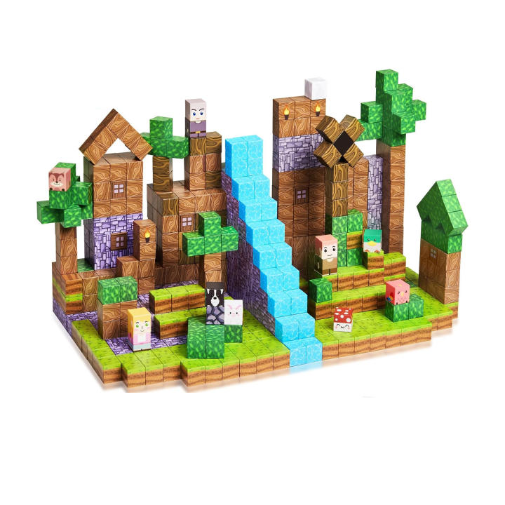 Bloques Magnéticos de Construcción para Niños – Set de 123 Piezas Aventura en el Bosque Medieval con Casas, Animales, Caballeros y Princesas – Juguete Educativo STEM Montessori – Juguetes Magnéticos Creativos para Niños y Niñas +3 Años