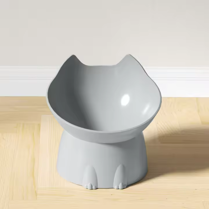 Tazón De Comida Elevado Para Gatos WhiskerWare En Plástico Con Borde Inclinado Protección Del Cuello Juego De Alimentos Para Mascotas - 1