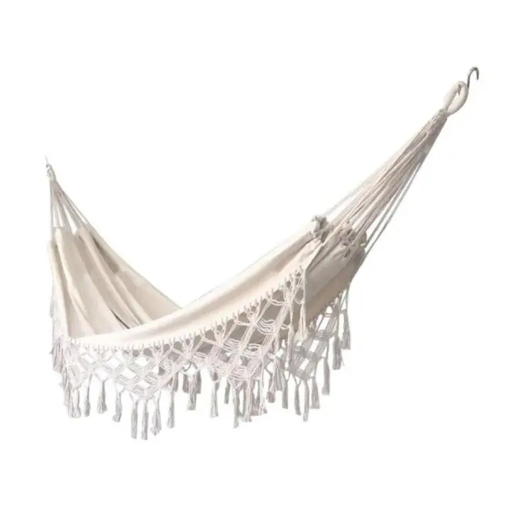 Soft cotton garden hammock with backpack, ideal for garden, porch, travel, camping - 1