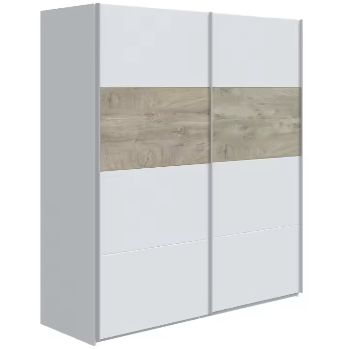 Armario Grande Dormitorio con Puertas Correderas Color Blanco Artik y Roble Alaska 200x180x60 - 1