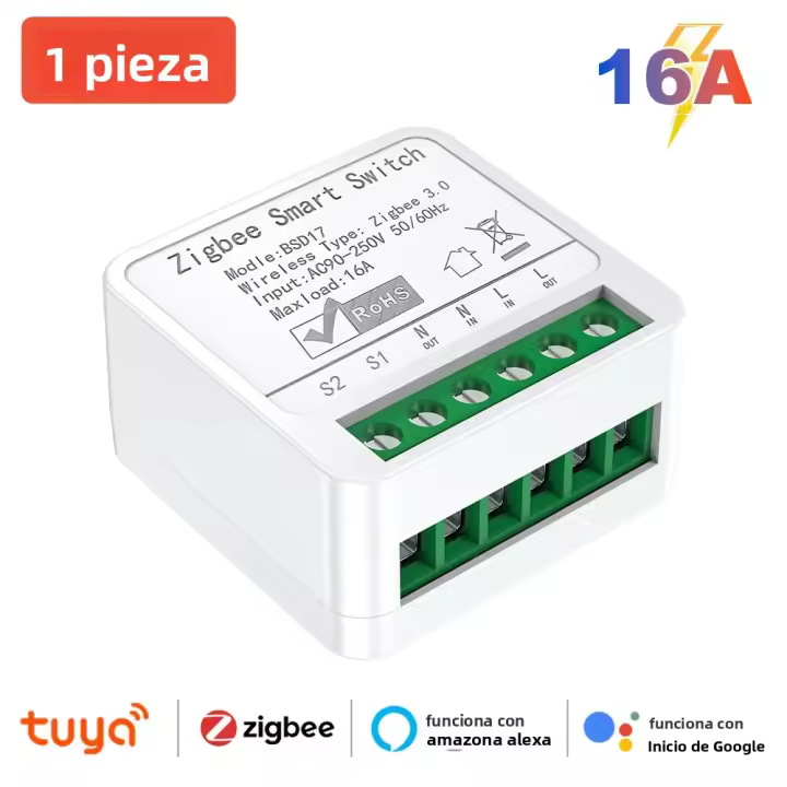 Interruptor Inteligente ZigBee 3.0 16A Para Automatización DIY Control Remoto Por App Compatible Con Alexa Y Google Home - 1