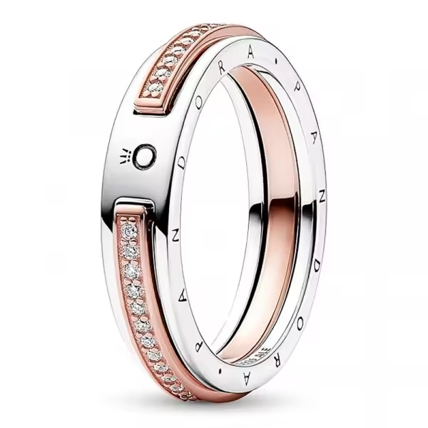 Pandora - Anillo Logo y Pavé en Dos Tonos Pandora Signature 182773C01 - 1