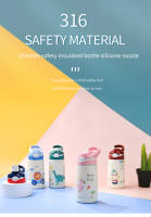 Kids Insulated 316 Stainless Steel Water Bottle with Straw, BPA-Free Sports Metal Water Bottle for Home, Office or Car, 14 OZ - details 0