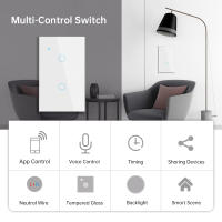 Interruptor Táctil Inteligente WiFi Tuya 1Pared 2Maneras Panel De Vidrio Para Alexa Google Home Smart Life Interruptores De Pared Para Escaleras - details 2
