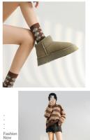 Botas De Piel Nueva Larga De Invierno Para Mujer Botines Cortos De Peluche Cálidos Botines Casuales Chelsea De Talla Baja Con Plataforma Zapatos De Cordón PU Cubierta De Suela De Plástico - details 7